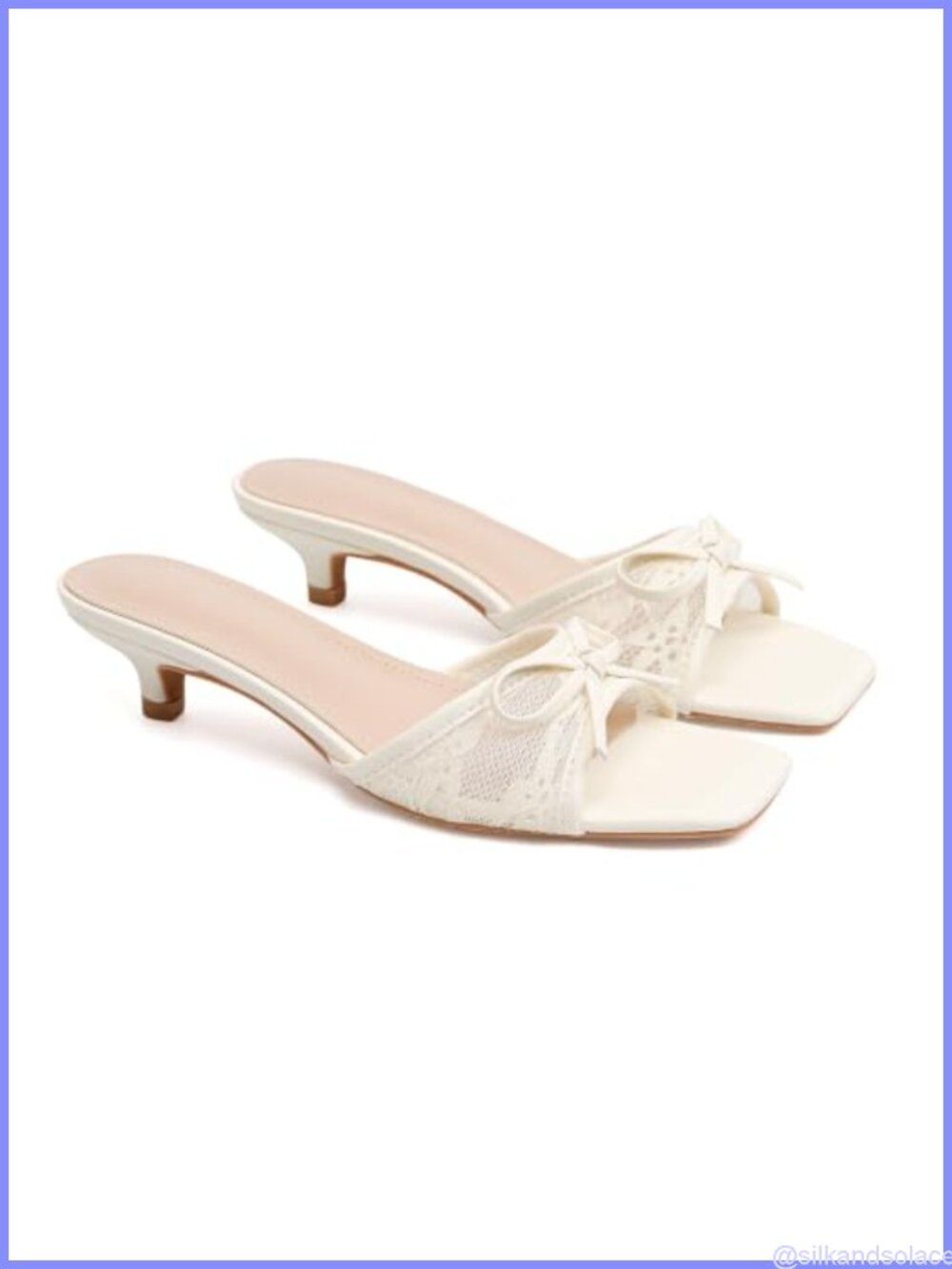 Elegant Bow Kitten Heels Sandals Open Toe Low Heel Dress Mules for Party